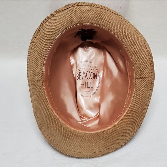VINTAGE Beacon Hill Tan Corduroy Satin Lined Fedora Hat Extra Large - Picture 8 of 10